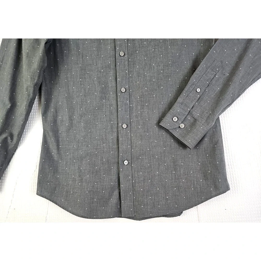 Banana Republic ~Men's Size M~Gray/Dots Non Iron Slim Fit Button-Up Shirt Cotton
